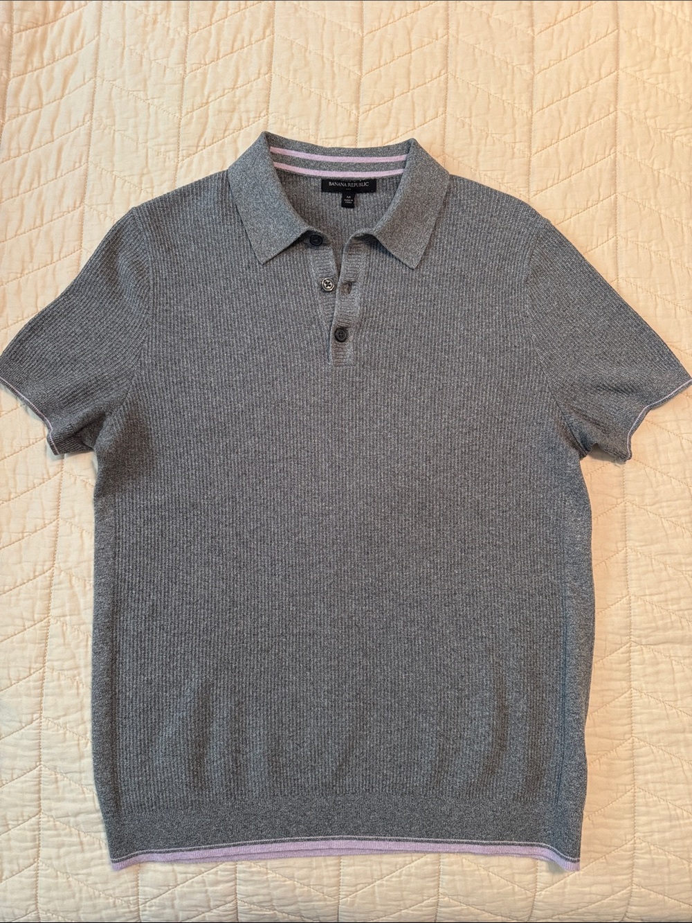 Banana Republic Heather Gray Short-Sleeve Knit Polo